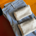 Calça Jeans Feminina com Elastano Peluciada Forglows + Meia Térmica