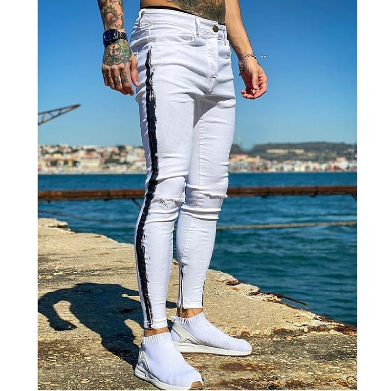 CALÇA BRANCA SKINNY FAIXA PIGMENTADA