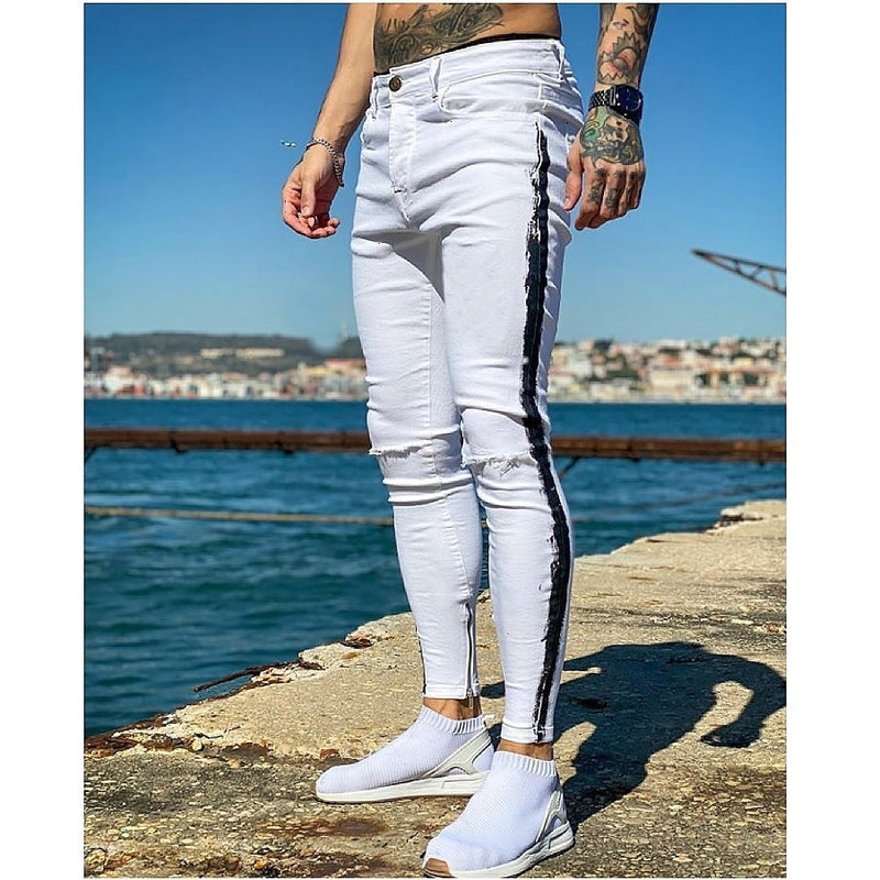 CALÇA BRANCA SKINNY FAIXA PIGMENTADA