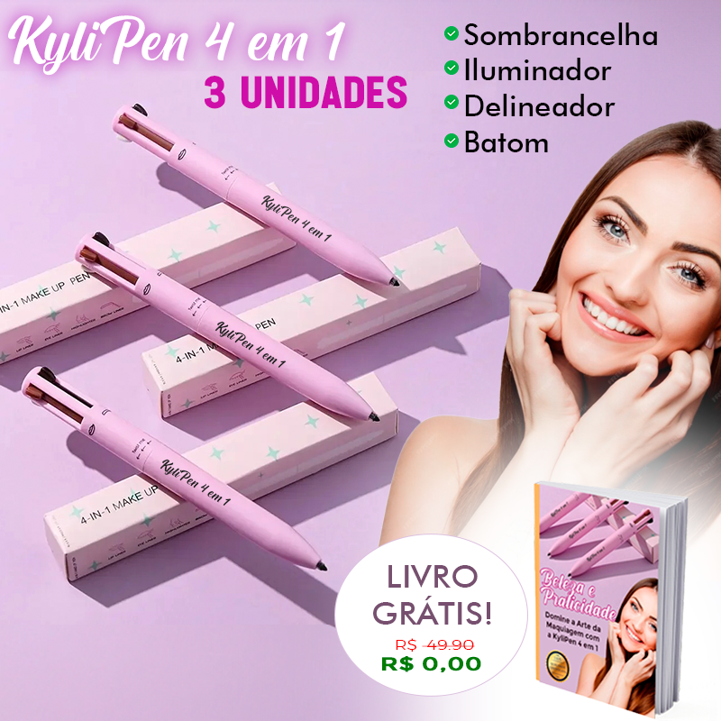 Caneta KyliPen 4 em 1 Novidade 2024 - Brinde especial! Livro Beleza e Praticidade